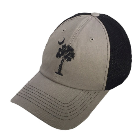 South Carolina Palmetto & Moon - Charcoal & Black Mesh Back Hat
