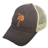 South Carolina Palmetto & Moon - Charcoal & Ivory Mesh Back Hat (Orange)