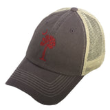 South Carolina Palmetto & Moon - Charcoal & Ivory Mesh Back Hat (Red)