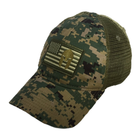 Spartan-US Flag Patch - MARPAT Camo Mesh Hat