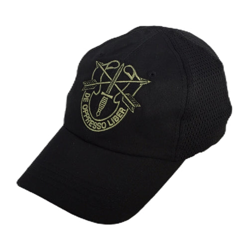 US Army - Special Forces Black Mesh Back Hat (OD Green Logo)
