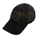 US Flag Patch - MultiCam Black Camo Hat